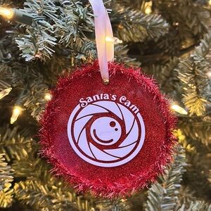 Santa's Cam Red Holiday Ornament